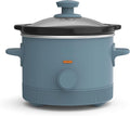 bella 1.5 Qt Slow Cooker with 3 Heat Manual Control, Ceramic Nonstick Coating, Dishwasher Safe Stoneware Pot and Tempered Glass Lid, Tangle Free Cord Wrap & Cool Touch Handles, Surf