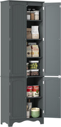 Yusong 72'' Tall Kitchen Pantry Cabinet, Freestanding Storage Cabinet with Doors and Shelves, Wooden Food Pantry Farmhouse Cupboard Buffet for Kitchen Dining Living Room, Gray