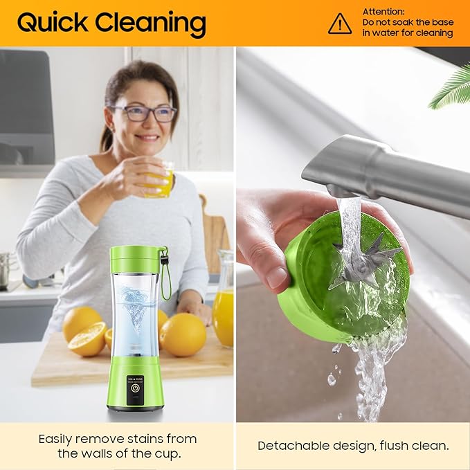 Portable Blender for Smoothies & Shakes - Cordless Personal Size Blender with 6 Blades, 380Ml Juice Cup, Lightweight & Rechargeable, Freshly Squeezed for Picnic/Sports/Office