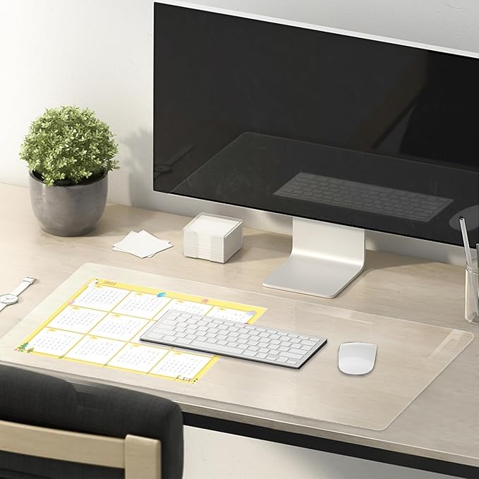 24" x 32" Clear Table Cover Protector, Rectangular, Plastic, Table Pad, Waterproof, Heat Resistant, Modern Style, Wipe Clean