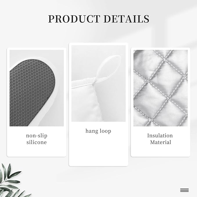 Oven Mitts and Pot Holders Marble Black White Liquid Abstract Silicone Kitchen Accessories Set of 4 Heat Resistant Long Gloves Potholder Non-Slip Grip for Chef Cooking Baking Grilling BBQ