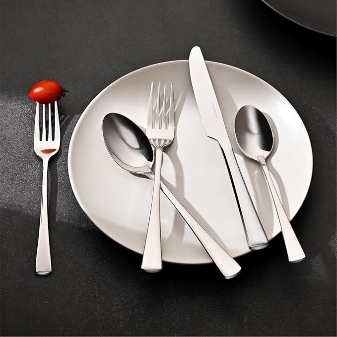 KINGSTONE Silverware Set for 8, 45-Piece Forged 18/10 Stainless Steel Flatware Set with Serving Utensils, Mirror Finish Cutlery Set Dishwasher Safe for Home, Restaurant, Wedding, Party