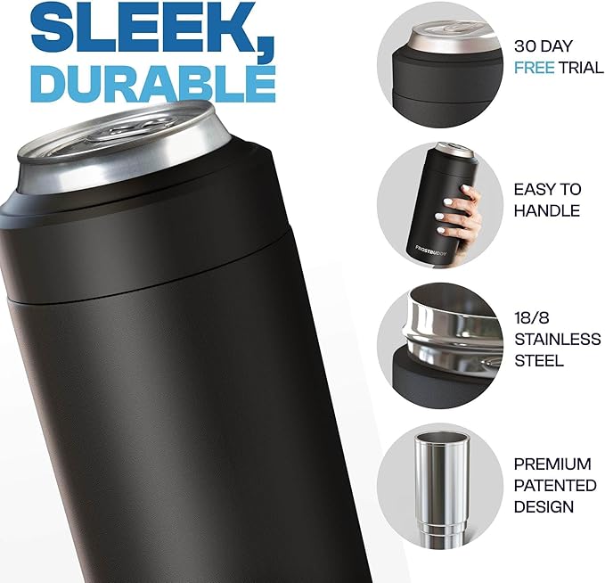 Frost Buddy Universal Can Cooler - Fits all - Stainless Steel Can Cooler for 12 oz & 16 oz Regular or Slim Cans & Bottles - Stainless Steel (Teal Glitz)