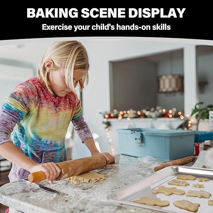 Set of 3 Baking Sheet, Stainless Steel Cookie Sheet Baking Sheet Pan, 9/12/16 Inch Cookie Tray Pans for Baking, Non Toxic & Easy Clean