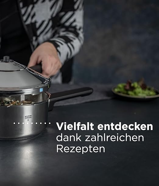 Kuhn Rikon Stainless Steel Duromatic Saucepan Pressure Cooker 5 Quart, Silver