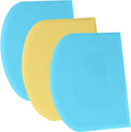 SURDOCA Dough Scraper Bench Scraper - 3P 13x7.9" Plastic Flexible Bowl Scraper, Sharp Edge & Angles Cake Scraper. Non-Slip Bakeware Decorating Tools Sculpting & Modeling Tools - Blue+Yellow+Blue