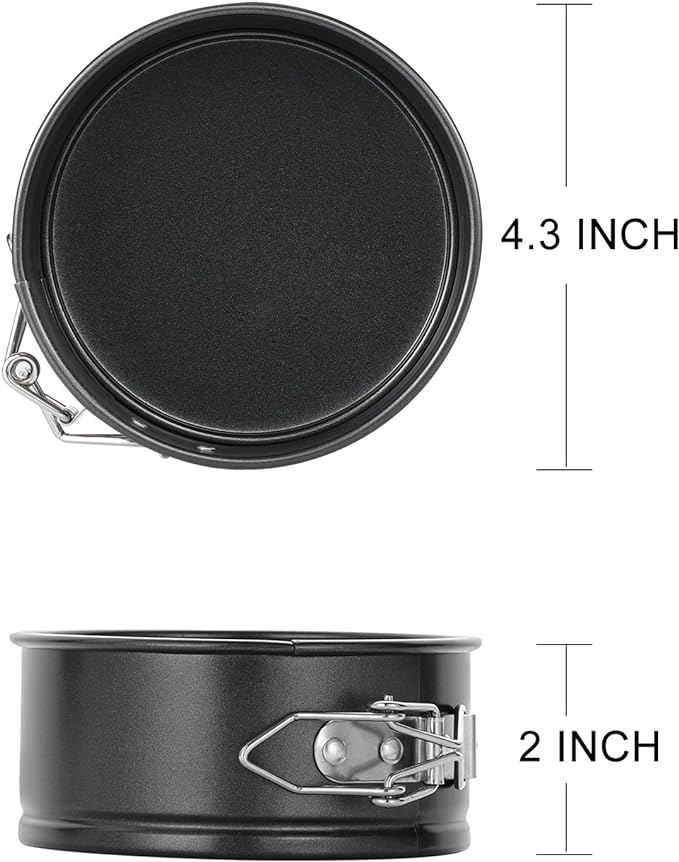 Hiware 4-Inch Mini Springform Pan Set - 4 Piece Small Nonstick Cheesecake Pan for Mini Cheesecakes, Pizzas and Quiches