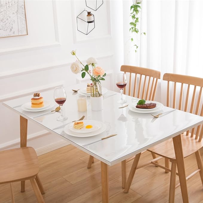 42 x 42 Inch Clear Table Cover Protector, Clear Table Protector for Dining Room Table, 1.5mm Plastic Table Cover, Waterproof Table Pad for Kitchen, Office