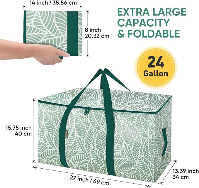 BALEINE 8-Pack Oversized Moving Bags with Reinforced Handles, Heavy-Duty Storage Tote for Clothes, Moving Supplies (Antique Folidage, 8-Pack)