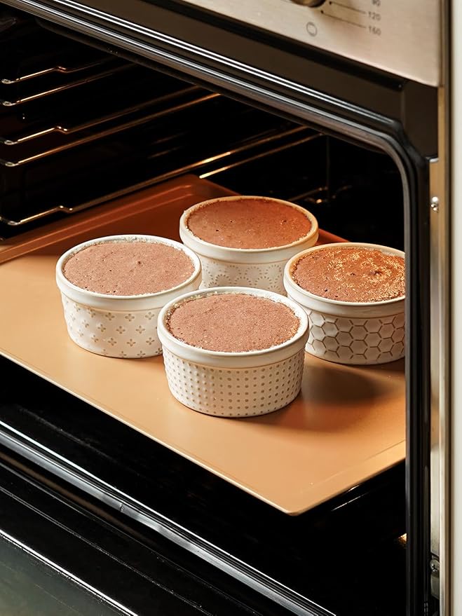 LE TAUCI Ramekins 6 oz, Ramiken for Creme Brulee, Lava Cake,Pudding, Souffle, Small Sauce Bowl,Ceramic Baking Dishes- 4 inch, Set of 4, Arctic White