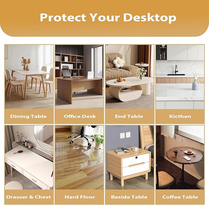 Clear Table Protector 42 x 78 Inch, 1.9mm Thick Waterproof PVC Plastic Table Cover, Durable Table Pad for Dining Room, Kitchen, Writing Desk, and Coffee Tables