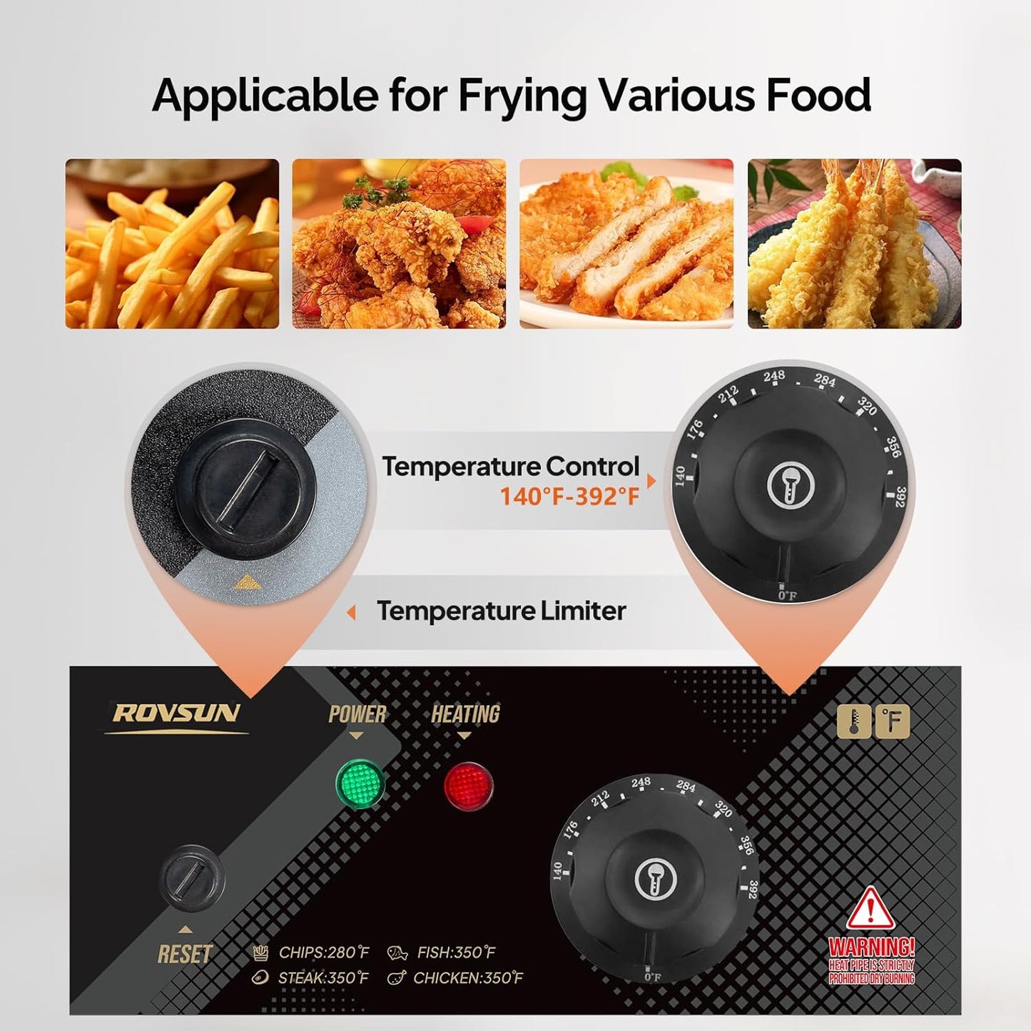 ROVSUN 22.8QT Commercial Deep Fryer with Baskets & Lids, 21.8L Stainless Steel Electric Double Fryer, Countertop Kitchen Frying Machine w/Temperature Control, French Fries Donuts 3400W