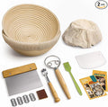 Rorecay Banneton Bread Proofing Baskets Set of 2, 9 Inch Round Cane Sourdough Bread Rising Basket Bowls with Sourdough Bread Making Tools Baking Supplies for Sour Dough Proofing Fermentation