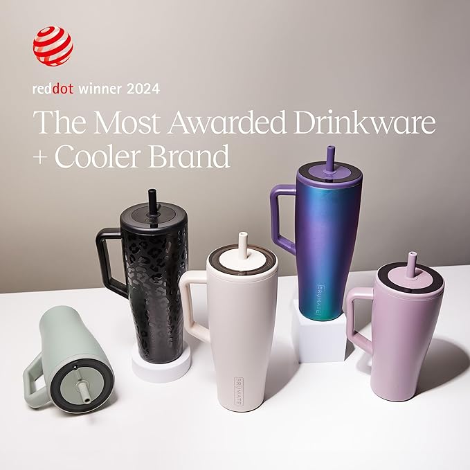 BrüMate Era 30 oz Tumbler with Handle and Straw | 100% Leakproof Insulated Water Bottle Tumbler with Lid and Flexible SoftSip Straw | Made of Stainless Steel | Cup Holder Friendly | 30oz (Lilac Dusk)