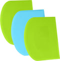 SURDOCA Dough Scraper Bench Scraper - 3P 11.8x7.3" Plastic Flexible Bowl Scraper, Sharp Edge & Angles Cake Scraper. Non-Slip Bakeware Decorating Tools Sculpting & Modeling Tools - Green+Blue+Green