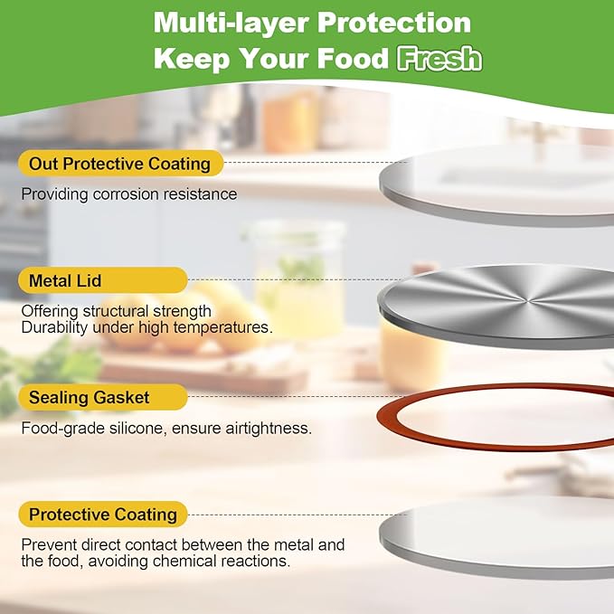 150PCS Canning lids Regular Mouth(2.76in/70mm), Upgraded Leak-Proof Mason Jar Lids for Ball/Kerr Jars, Split-Type Lid with Perfect Airtight Seal, Canning Jars Lids, Food Grade Material