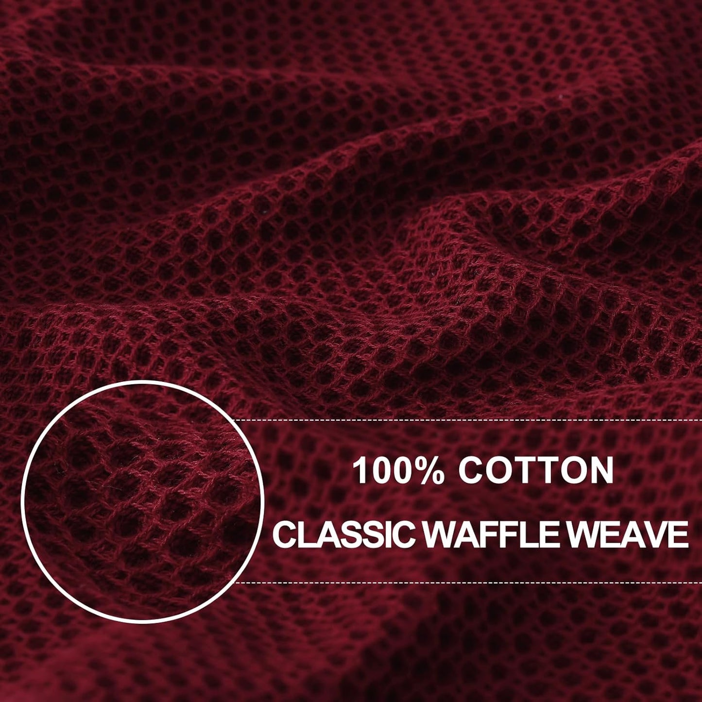 Homaxy 100% Cotton Waffle Weave Kitchen Dish Towels, Ultra Soft Absorbent Quick Drying Cleaning Towel, 13 x 28 Inches, 4-Pack, Burgundy