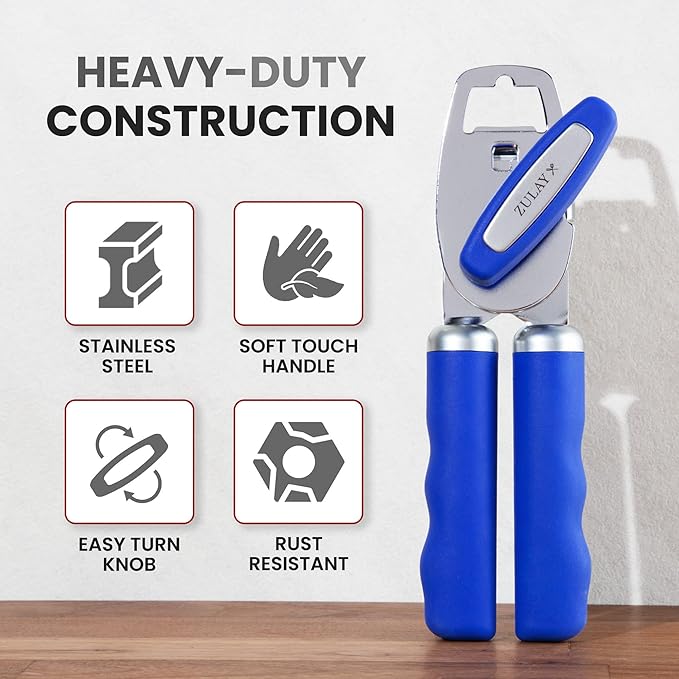 Zulay Kitchen Manual Can Opener with Bottle Opener with Turn Knob