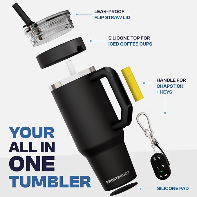 Frost Buddy Thicc Buddy - 40 oz Stainless Steel Vacuum Insulated Tumbler with Lid and Straw for Water - Travel Mug Cupholder Friendly - Gifts for Women Men Him Her (Cowabunga)