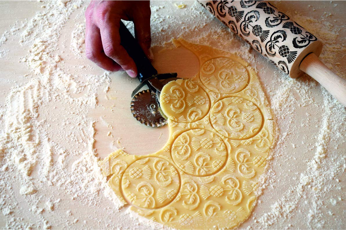 THISTLES Embossing Rolling Pin Laser engraved rolling pin with Thistle flowers Gift for mother friend