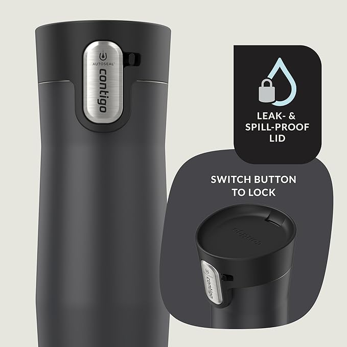 Contigo West Loop 3.0 Stainless Steel Insulated Travel Mug, Leak Proof with AutoSeal Lid, 16oz, Matte Black
