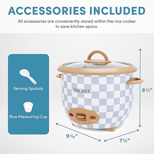 AROMA® 6-Cup (Cooked) One-Touch Pot Style Rice Cooker with CoreCoat™ PFAS-Free Nonstick Ceramic Surface (1.5 Quarts)