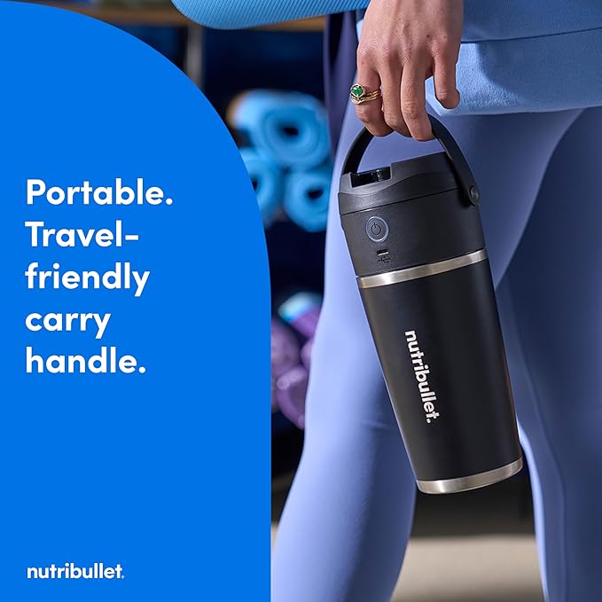 nutribullet Flip Portable Blender with Insulated Cup, Cordless, Black, NBPB50350AK