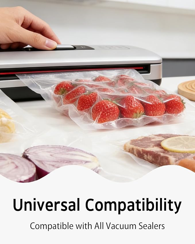Syntus 200 Count Vacuum Sealer Bags Quart 8 x 12 inch for Seal a Meal, Commercial Grade BPA Free Heavy Duty Precut Seal Bags, Food Vac Bags for Storage, Meal Prep or Sous Vide