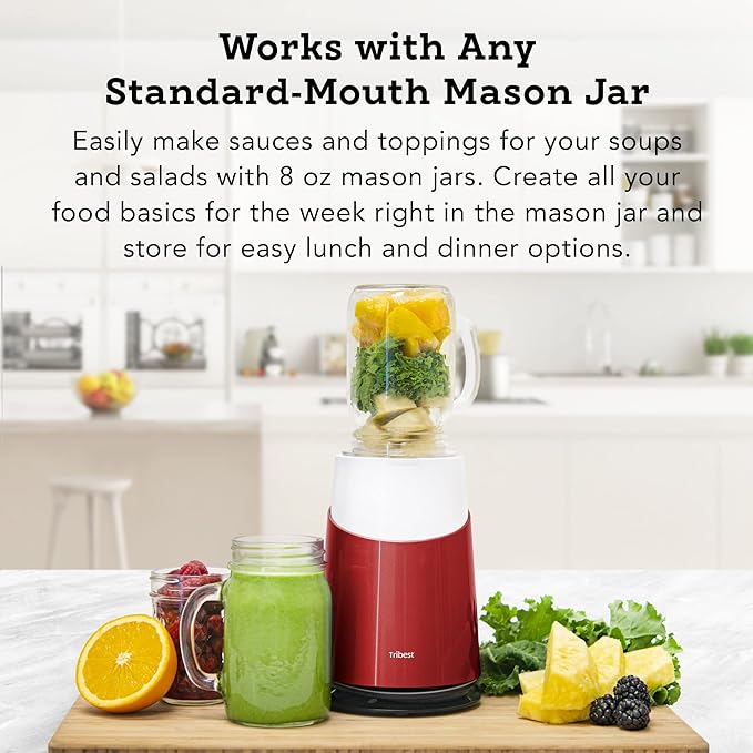 Tribest Personal Blender II, Small Portable Blender for Shakes & Smoothies with BPA-Free Cups, Red