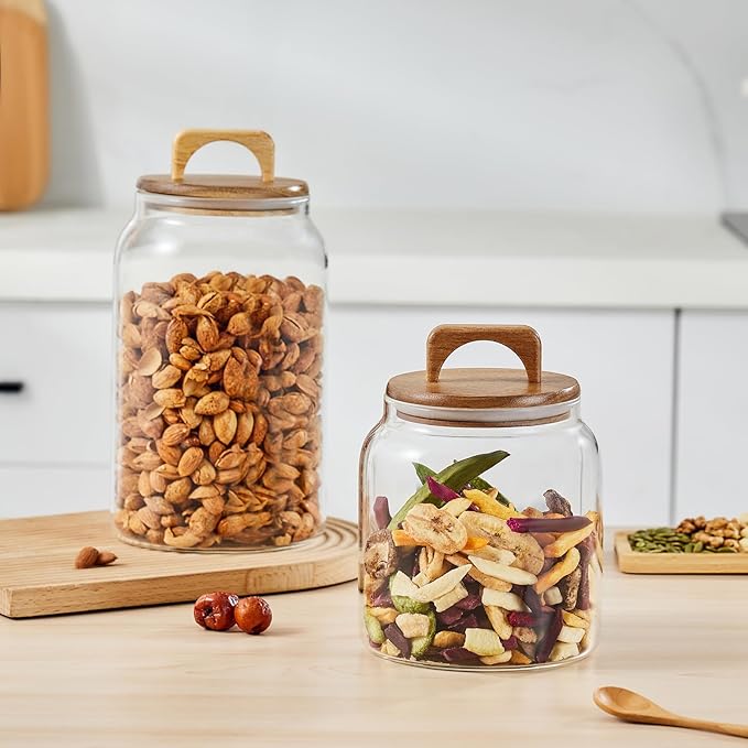 Sweejar Glass Jars for Laundry Room Organization, Half-Gallon Laundry Pods Container, Glass Food Storage Jars with Airtight Lid, 1 Pack, Hand Lid