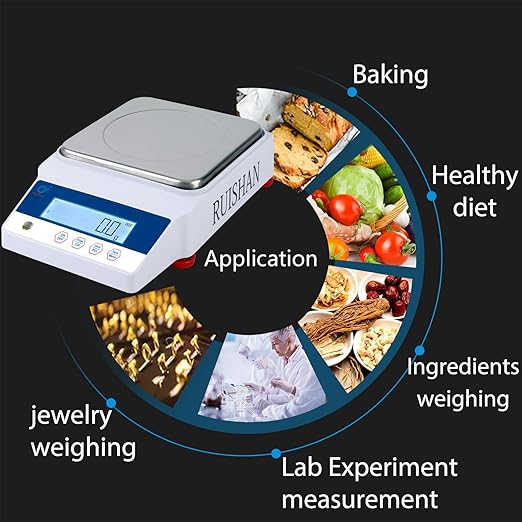 Large Range 10kg x 0.1g Precision Lab Balance Scale Grain/Gram Scale Scientific Scale Calibrated Scale Industrial Laboratory Weighing and Counting Scale Table Top Scale | for Lab, Jewelry