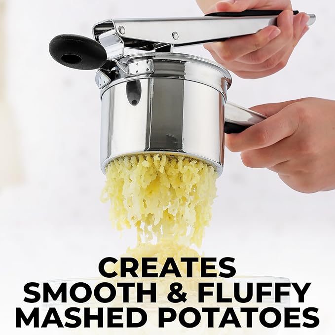 Zulay Kitchen Premium Large 15oz Potato Ricer With 3 Interchangeable Discs, Heavy Duty Professional Stainless Steel Potato Masher and Ricer Kitchen Tool, Press and Mash Kitchen Gadget
