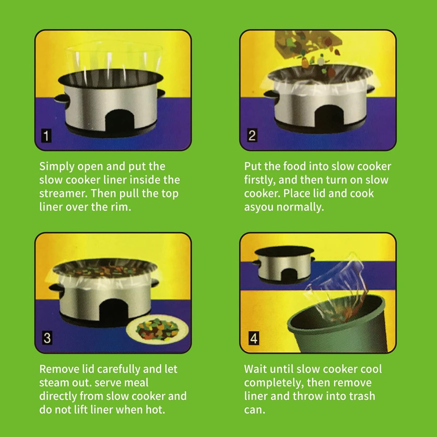 20 Count Disposable Slow Cooker Liners and Cooking Bags | Extra Large Size Fits 6-10QT Pot, 14"x 22" | Suitable for Oval & Round Pot, BPA Free (1 Pack)