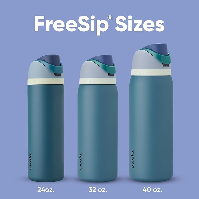 Owala FreeSip Insulated Stainless Steel Water Bottle with Straw, BPA-Free Sports Water Bottle, Great for Travel, 24 Oz, Denim