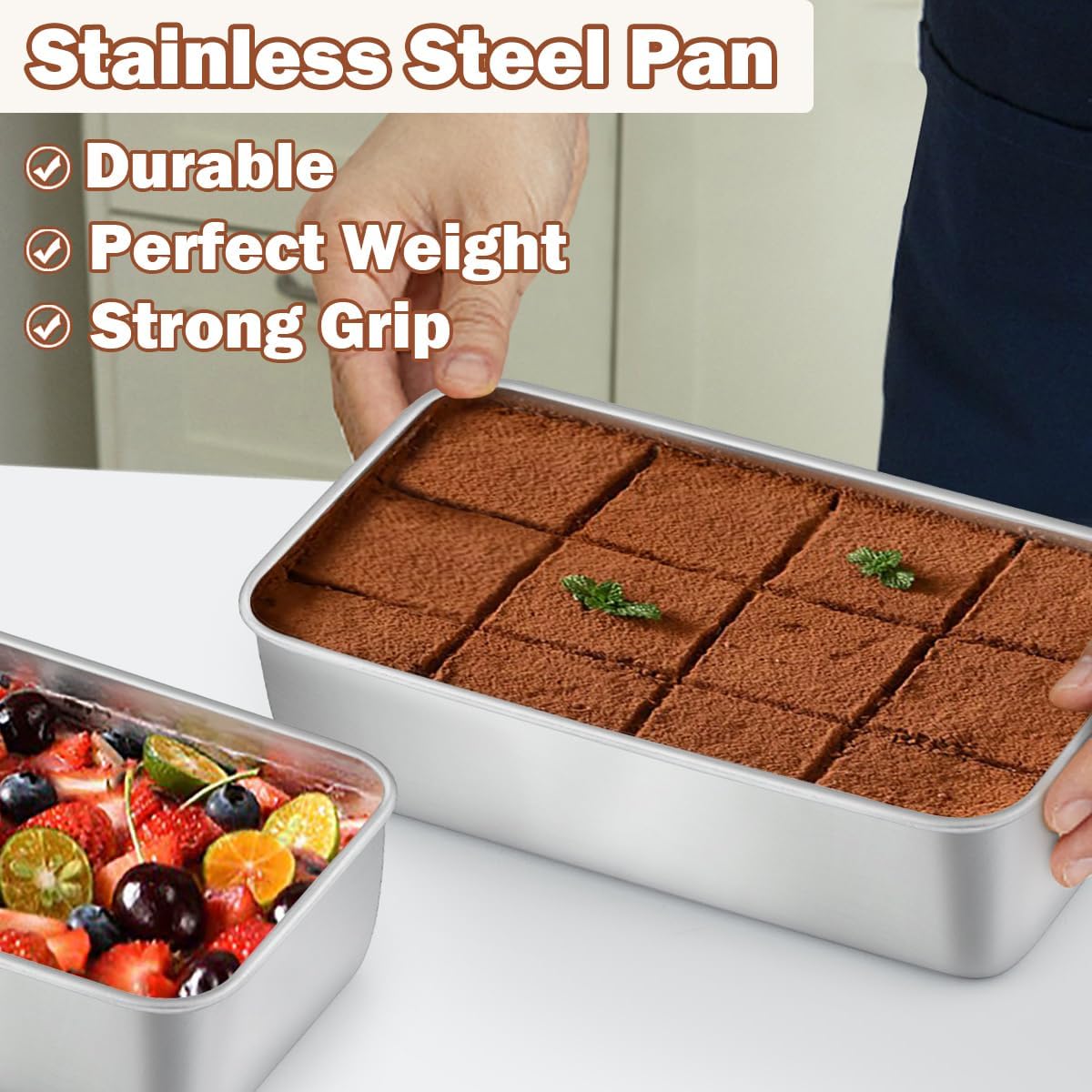 LIANYU 2 Pack Bread Loaf Pans for Baking Bread, 9x5Inch Stainless Steel Meatloaf Baking Pan, Loaf Tin for Homemade Banana Brownies and Pound Cakes, Dishwasher Safe