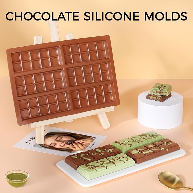 Chocolate Bar Mold - Non-Stick Chocolate Molds, Food Grade Silicone Deep Mold for Dubai Pistachio, Candy, Snacks