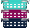 Ello Duraglass 3.4 Cup Meal Prep Sets 6Pc, 3 Pack Set- Glass Food Storage Container with Silicone Sleeve and Airtight BPA-Free Plastic Lids, Dishwasher, Microwave, and Freezer Safe, Berry