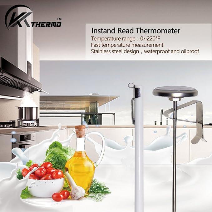 KT THERMO Instand Read 2-Inch Dial Thermometer,Best for The Coffee Drinks,Chocolate Milk Foam