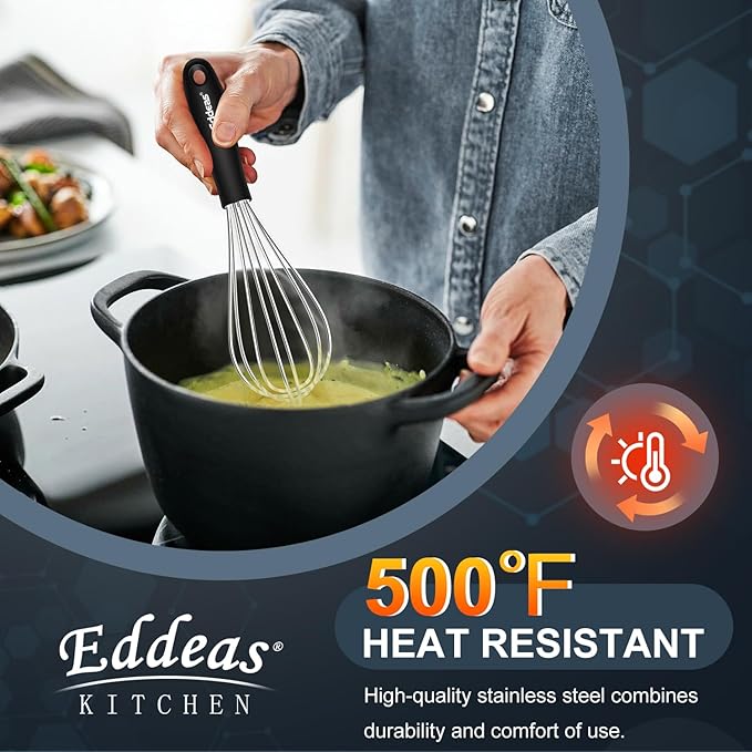 Mini Whisks - 600°F Heat Resistant Small Whisks For Cooking, Heavy Duty Stainless Steel Kitchen Balloon Tiny Whisk, Suitable for Egg, Espresso, Hot chocolate, sauces （7" & 5.5 inch ）