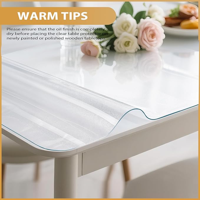 Frosted Table Protector 30 x 60 Inch, 1.4mm Thick Waterproof PVC Plastic Table Cover, Durable Table Pad for Dining Room, Kitchen, Writing Desk, and Coffee Tables