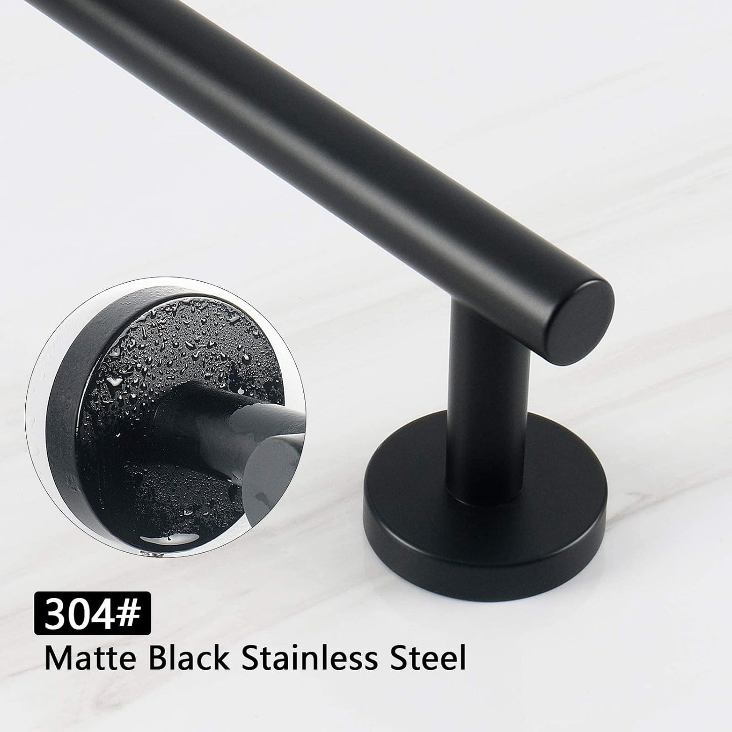 NearMoon Bath Towel Bar, Bath Accessories Thicken Stainless Steel Shower Towel Rack for Bathroom, Towel Holder Wall Mounted (2 Pack, Matte Black, 18 Inch)