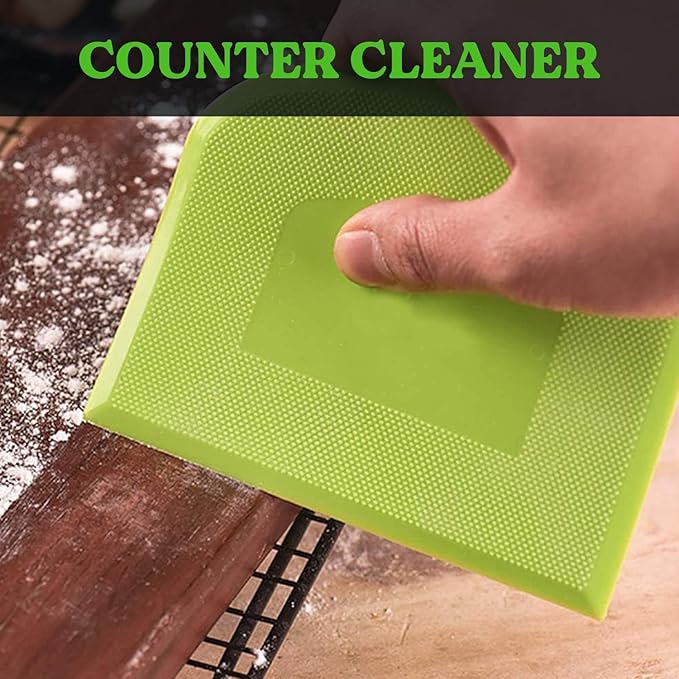 SURDOCA Dough Scraper Bench Scraper - 3P 10.6x6.7" Plastic Flexible Bowl Scraper, Sharp Edge & Angles Cake Scraper. Non-Slip Bakeware Decorating Tools Sculpting & Modeling Tools - Blue+Green+Blue