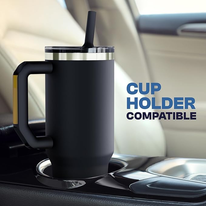 Thicc Buddy - 40 oz Stainless Steel Vacuum Insulated Tumbler with Lid and Straw for Water - Travel Mug Cupholder Friendly - Gifts for Women Men Him Her (Blue Ice Cream)