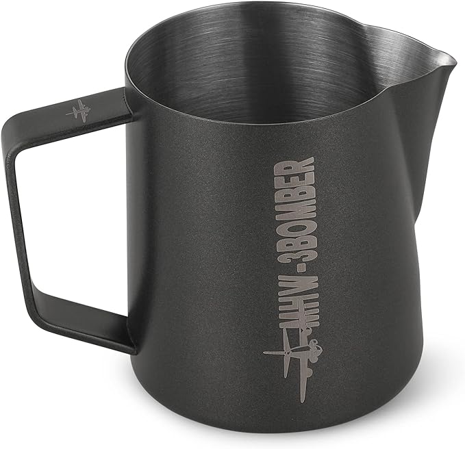 MHW-3BOMBER Espresso Steaming Pitcher Milk Frothing Pitcher Stainless Steel Milk Coffee Cappuccino Latte Art Barista Cup 20oz/600ml (Matte Black) P5033B-OS