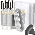 Findful Mini Loaf Baking Pans with Lids And Spoons (100 Pack, 6.8oz) Rectangle Aluminum Foil Baking Pans Tins Containers - Cupcake Containers Wrappers Cheesecake Creme Brulee Ramekins