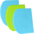 SURDOCA Dough Scraper Bench Scraper - 3P 10.6x6.7" Plastic Flexible Bowl Scraper, Sharp Edge & Angles Cake Scraper. Non-Slip Bakeware Decorating Tools Sculpting & Modeling Tools - Blue+Green+Blue