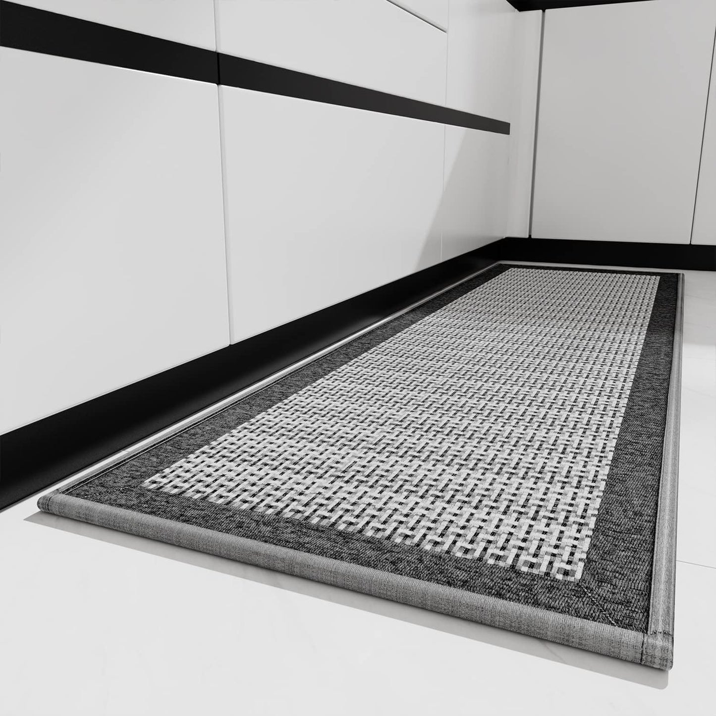 PADOOR Kitchen Mats for Floor, Kitchen Rugs Non Slip Washable, Rubber Backed Kitchen Runner Super Absorbent Kitchen Floor Mat Sink Rug, 25”x59” Grey