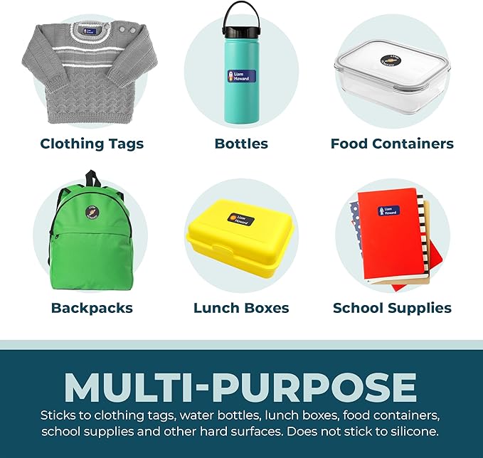 Personalized Daycare Name Labels for Kids (130 Labels) - Custom Waterproof Name Stickers for Clothing Tags, Water Bottles, Lunch Boxes and School Supplies (Construction)