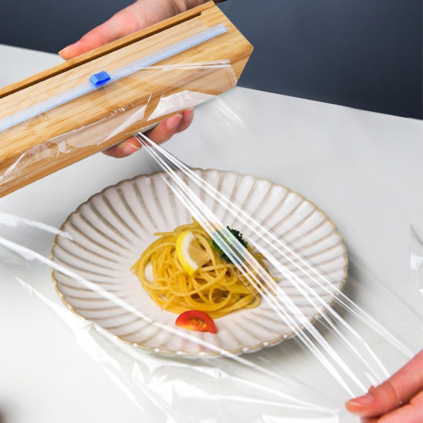 Plastic Wrap Dispenser with Cutter, Wrap Dispenser with Slide Cutter, for Aluminum Foil, Plastic Wrap and Wax Paper, Fits 12" Roll