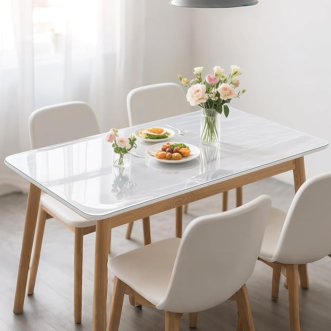 Clear Table Protector 42 x 60 Inch, 1.4mm Thick Waterproof PVC Plastic Table Cover, Durable Table Pad for Dining Room, Kitchen, Writing Desk, and Coffee Tables